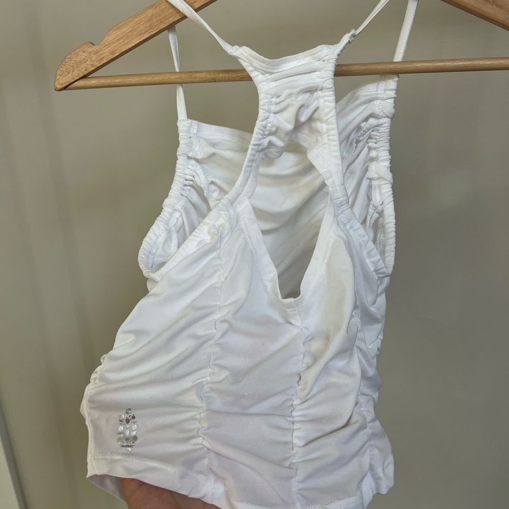 Free People Movement White Ruched Tank Top